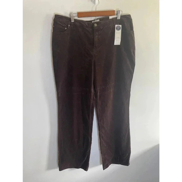 NWT Charter Club Brown Corduroy Straight Leg Pants Plus Size 18W 0118 - Picture 1 of 13